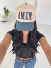Load image into Gallery viewer, AMEN. - Slate Blue Vintage Trucker Hat