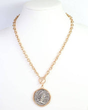 Load image into Gallery viewer, Towson Coin Link Necklace Worn Gold