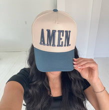 Load image into Gallery viewer, AMEN. - Slate Blue Vintage Trucker Hat