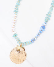 Load image into Gallery viewer, Asheville Beaded Necklace with Shell Blue Multi