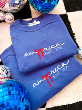 Load image into Gallery viewer, America Est. 1776 Embroidered Tee | Patriotic Bow Shirt