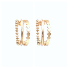 Load image into Gallery viewer, Petite Gold Tri Hoop Earrings | Triple Layered Hoop
