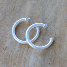 Load image into Gallery viewer, Brushed Silver Earrings | Classic Silver Hoops