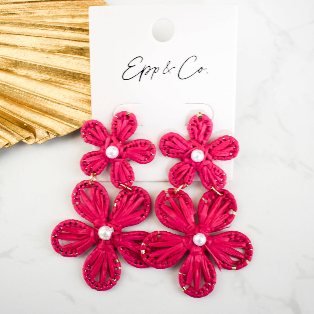 Double Raffia Flower Drops