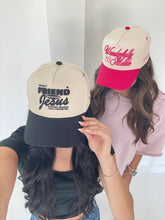 Load image into Gallery viewer, Friend in Jesus - Black Vintage Trucker Hat