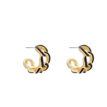 Load image into Gallery viewer, Black and Gold Acrylic Link Hoop Earrings