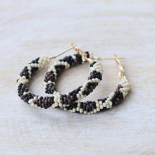 Load image into Gallery viewer, Cheetah Beaded Hoop Earrings | Animal Print Hoop