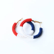 Load image into Gallery viewer, Patriotic Color Block Hoop Earrings