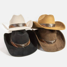 Load image into Gallery viewer, Western Long Horn Faux Leather Strap Cowboy Hat