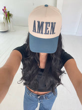 Load image into Gallery viewer, AMEN. - Slate Blue Vintage Trucker Hat