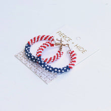 Load image into Gallery viewer, Patriotic Beaded Hoop Earring| 4th of July Earrings