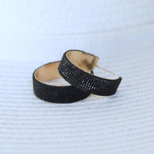 Load image into Gallery viewer, Black Beaded Hoop Earrings | Beaded Hoops