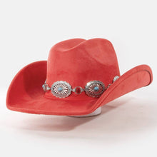 Load image into Gallery viewer, Turquoise Stud Concho Belt Western Cowboy Hat