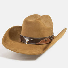 Load image into Gallery viewer, Western Long Horn Faux Leather Strap Cowboy Hat