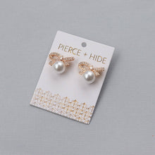 Load image into Gallery viewer, Pearl Bow Stud Earrings | Bow Drop