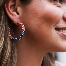 Load image into Gallery viewer, Patriotic Beaded Hoop Earring| 4th of July Earrings