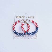Load image into Gallery viewer, Patriotic Beaded Hoop Earring| 4th of July Earrings