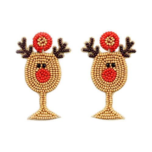 Beaded Rudolph Earring