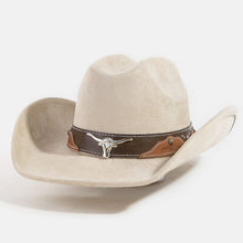 Load image into Gallery viewer, Western Long Horn Faux Leather Strap Cowboy Hat