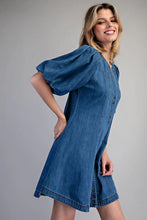 Load image into Gallery viewer, Denim Puff Mini Dress
