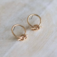 Load image into Gallery viewer, Petite Knot Hoop Stud Earrings | Knot Hoop