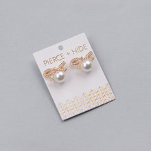 Load image into Gallery viewer, Pearl Bow Stud Earrings | Bow Drop
