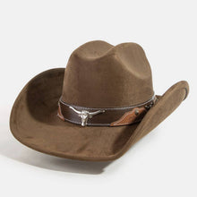 Load image into Gallery viewer, Western Long Horn Faux Leather Strap Cowboy Hat