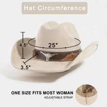 Load image into Gallery viewer, Western Long Horn Faux Leather Strap Cowboy Hat