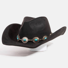 Load image into Gallery viewer, Turquoise Oval Stone Strap Western Cowboy Hat