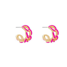 Load image into Gallery viewer, Pink and Gold Acrylic Link Hoop Earrings