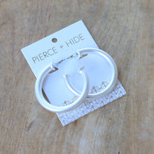 Load image into Gallery viewer, Brushed Silver Earrings | Classic Silver Hoops