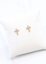 Load image into Gallery viewer, Francoise CZ Cross Earring Gold