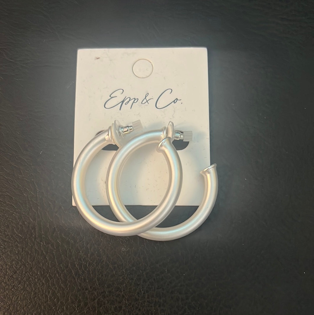 Small Matte Silver Hoops