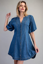 Load image into Gallery viewer, Denim Puff Mini Dress