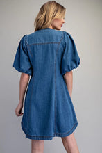 Load image into Gallery viewer, Denim Puff Mini Dress