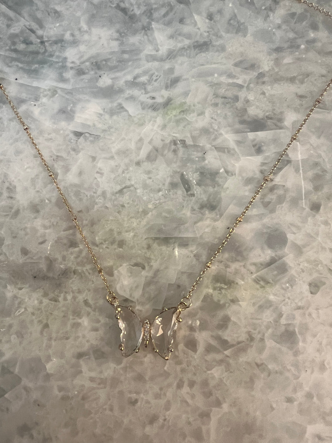 Clear Butterfly Necklace