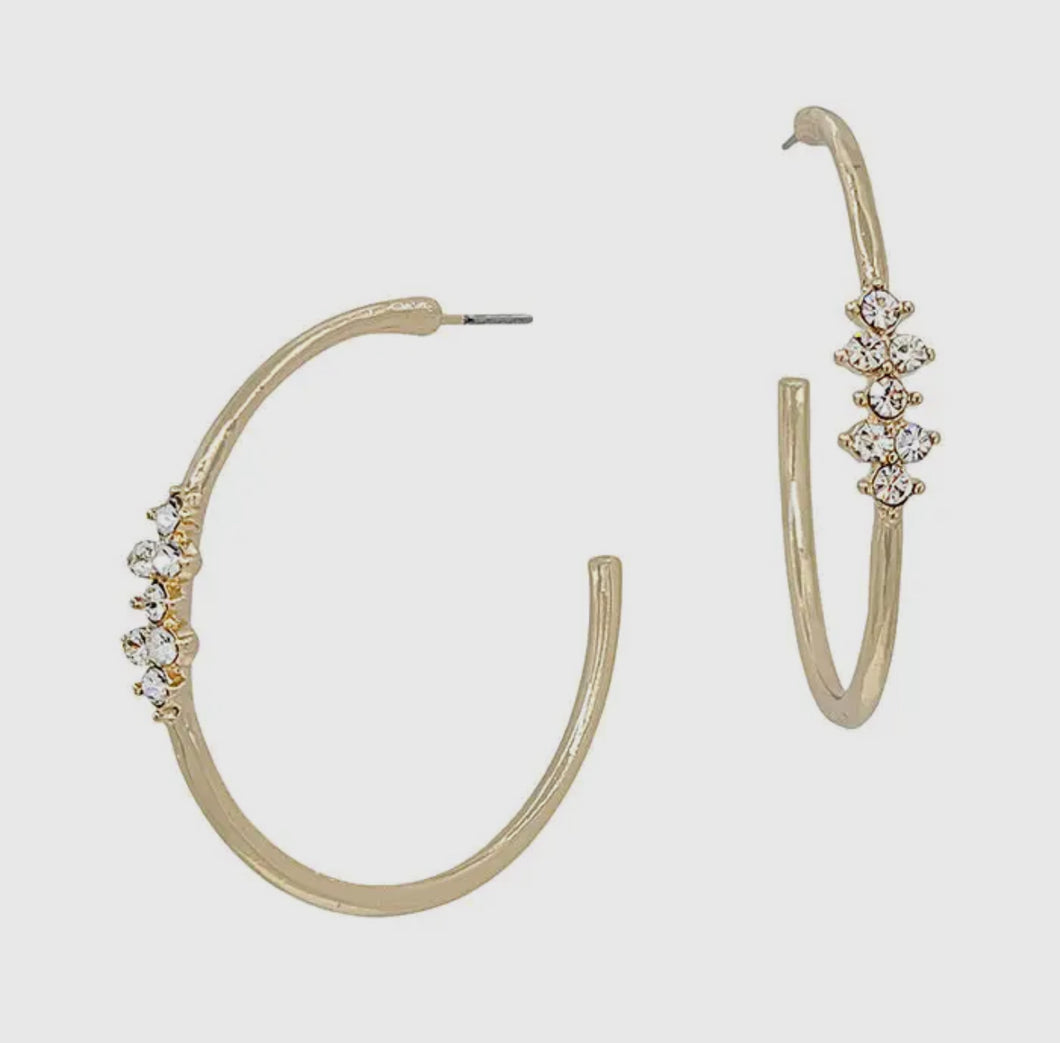 Gold Pave Hoops