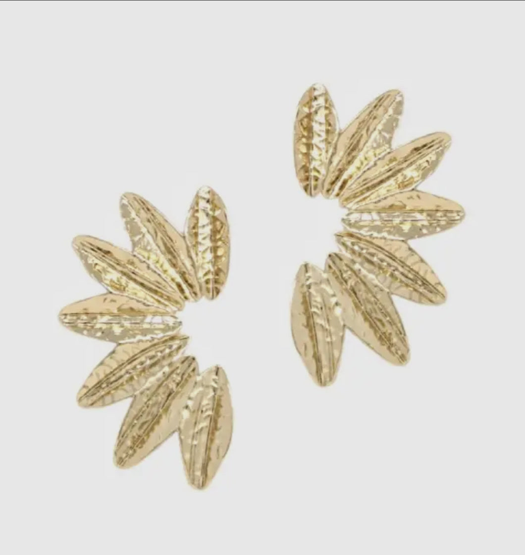 Textured Gold Wing Earrings