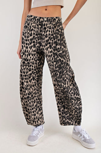 Leopard Barrel Jean