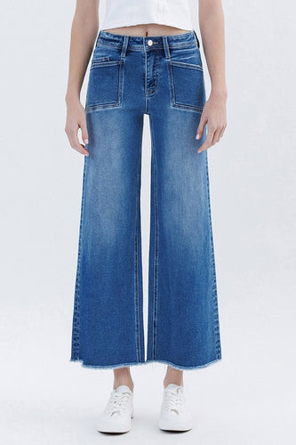 High Rise Crop Wide Denim