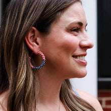 Load image into Gallery viewer, Patriotic Beaded Hoop Earring| 4th of July Earrings