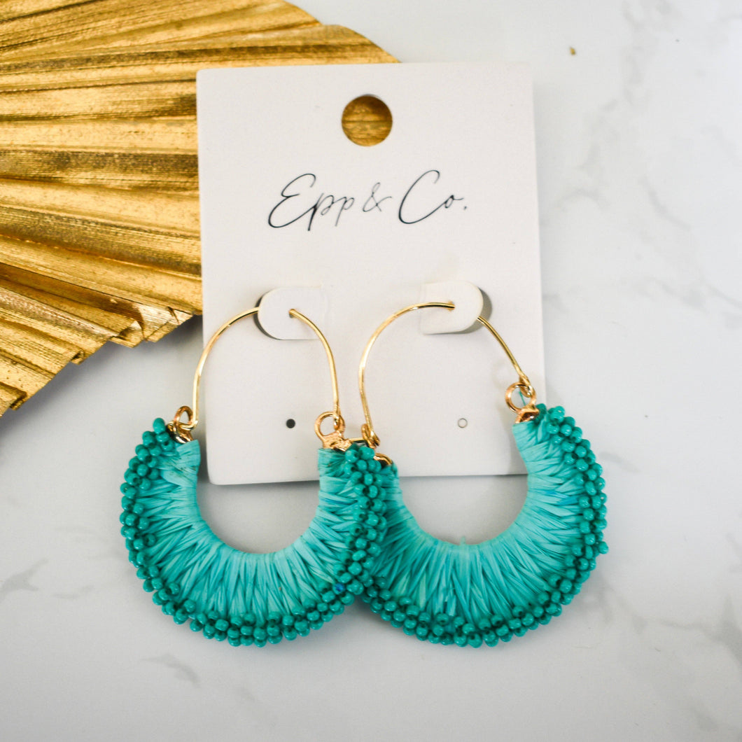 Teal Raffia Drops
