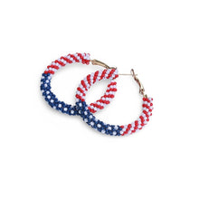 Load image into Gallery viewer, Patriotic Beaded Hoop Earring| 4th of July Earrings