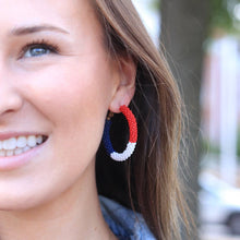 Load image into Gallery viewer, Patriotic Color Block Hoop Earrings
