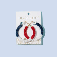 Load image into Gallery viewer, Patriotic Color Block Hoop Earrings