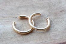 Load image into Gallery viewer, Brushed Gold  Earrings | Classic Gold Hoops