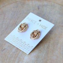 Load image into Gallery viewer, Gold Twisted Knot Earrings | Minimalistic Stud