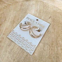 Load image into Gallery viewer, Petite Gold Tri Hoop Earrings | Triple Layered Hoop