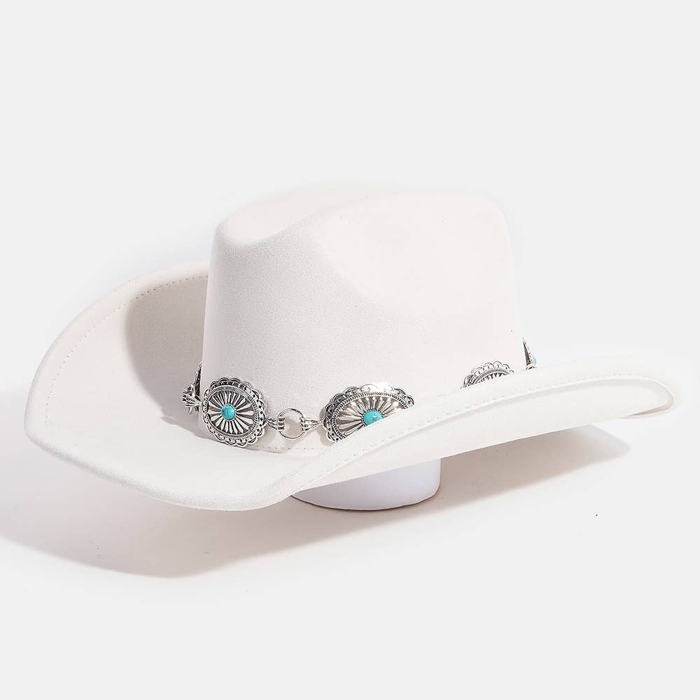 Turquoise Stud Concho Belt Western Cowboy Hat