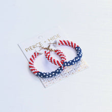 Load image into Gallery viewer, Patriotic Beaded Hoop Earring| 4th of July Earrings